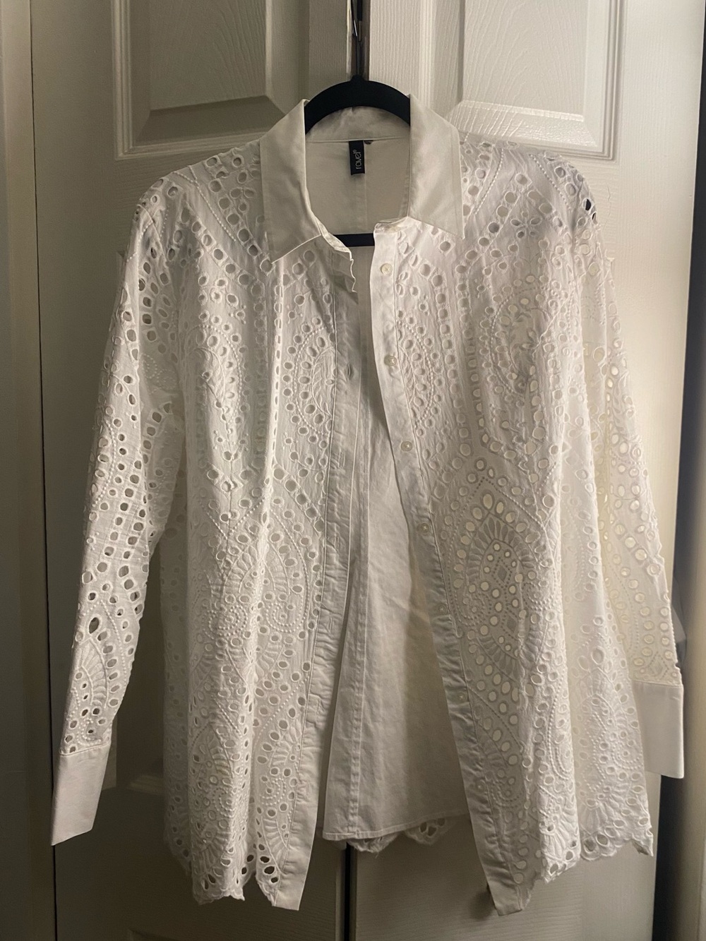 Ravel White Eyelet Lace Button-Up Shirt